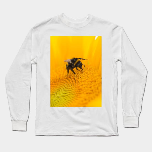 Bee on sunflower Long Sleeve T-Shirt by mbangert